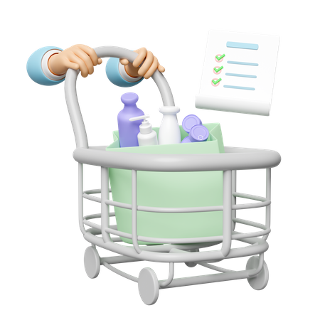 Hand Pushing Shopping Cart  3D Icon