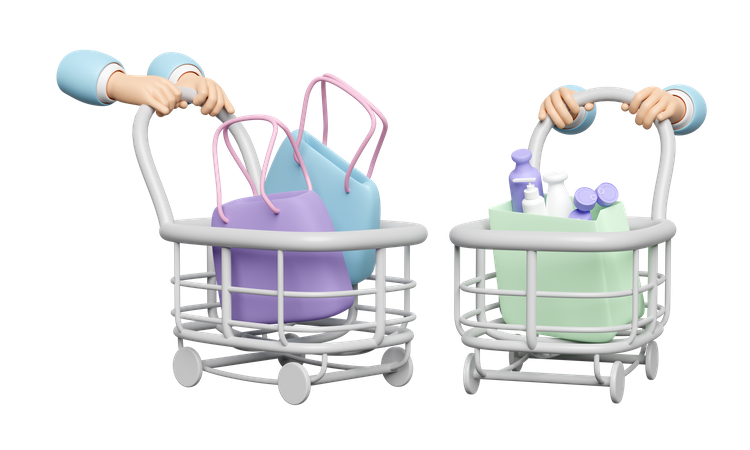 Hand Pushing Shopping Cart  3D Icon