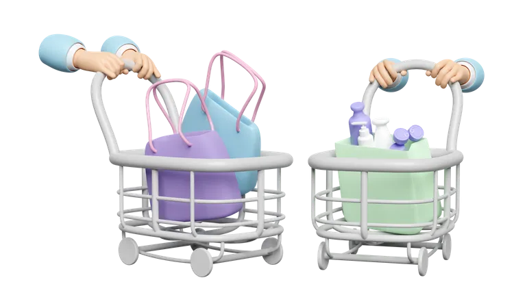 Hand Pushing Shopping Cart  3D Icon