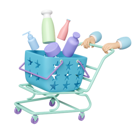 Hand Pushing Shopping Cart  3D Icon