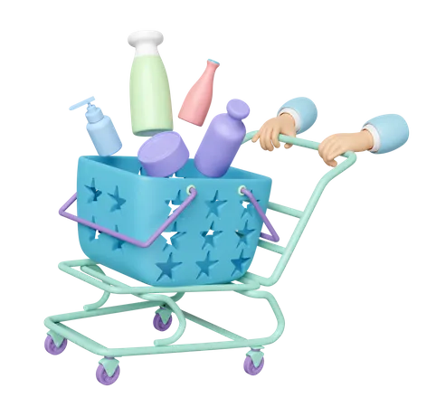 Hand Pushing Shopping Cart  3D Icon