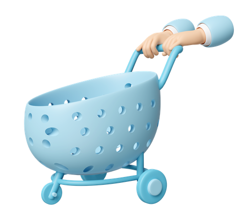 Hand Pushing Shopping Cart  3D Icon