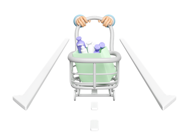 Hand Pushing Shopping Cart  3D Icon