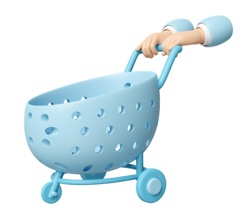 Hand Pushing Shopping Cart  3D Icon
