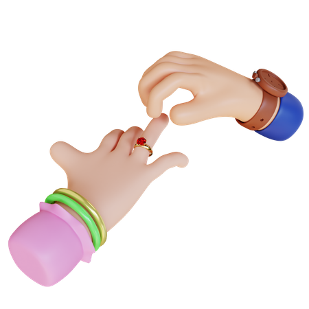 Hand Putting Valentine Ring  3D Illustration