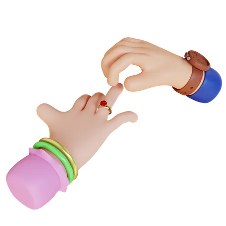 Hand Putting Valentine Ring  3D Illustration