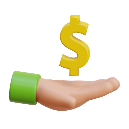 Hand Receive Money  3D Icon