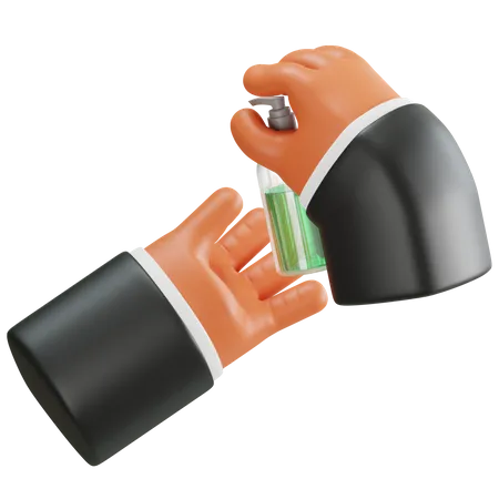 3 D Illustration With Hand Using Hand Sanitizer 3D Icon