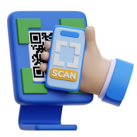 Hand Scanning Qr Code  3D Icon