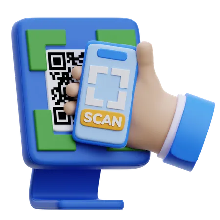 Hand Scanning Qr Code  3D Icon