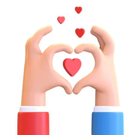 Valentine Day Hand Shaped Love Icon Holding Heart Symbol 3 D Render Illustration 3D Illustration