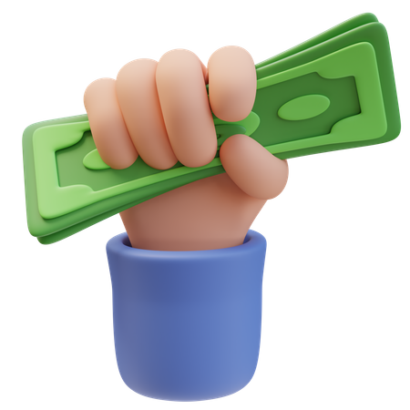 Hand Squeezes Money Banknote  3D Icon