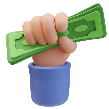 Hand Squeezes Money Banknote  3D Icon