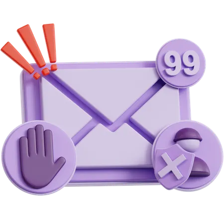 ハンドストップメール  3D Icon