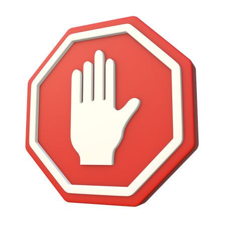 Hand Stop Sign  3D Icon