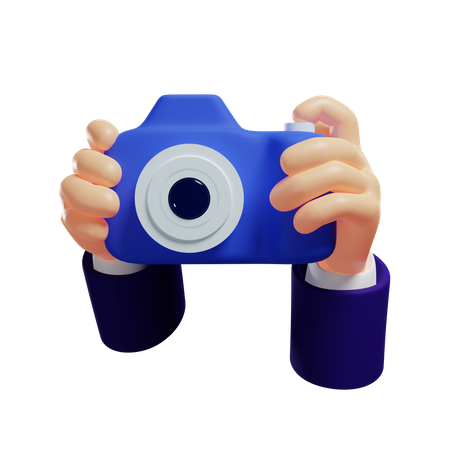 Hand taking pictures through camera  3D Illustration