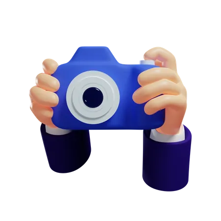 Hand taking pictures through camera  3D Illustration