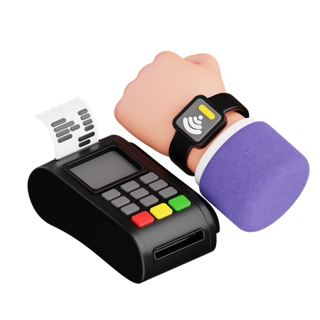 Hand Tapping Smartwatch To Pay  3D Icon