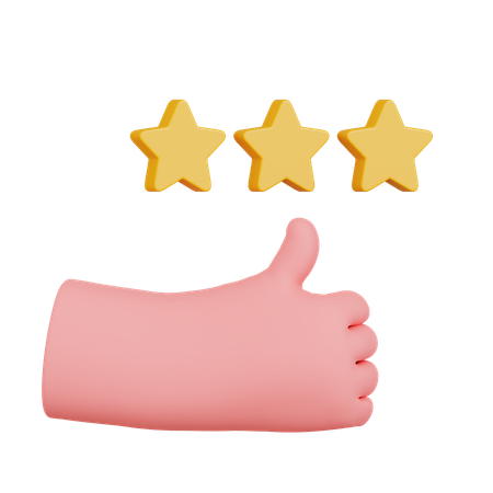 Hand Thumbs Up With Three Stars  3D Icon