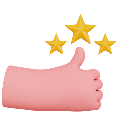 Hand Thumbs Up With Three Stars  3D Icon