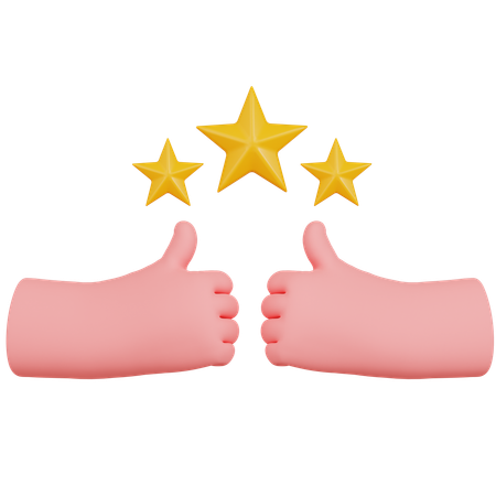 Hand Thumbs Up With Three Stars Ratings  3D Icon