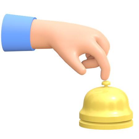 Hand touching reception bell  3D Illustration