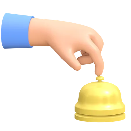 Hand touching reception bell  3D Illustration