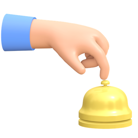 Hand touching reception bell 3D Illustration