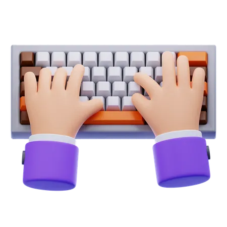 Hand Typing on Keyboard  3D Icon