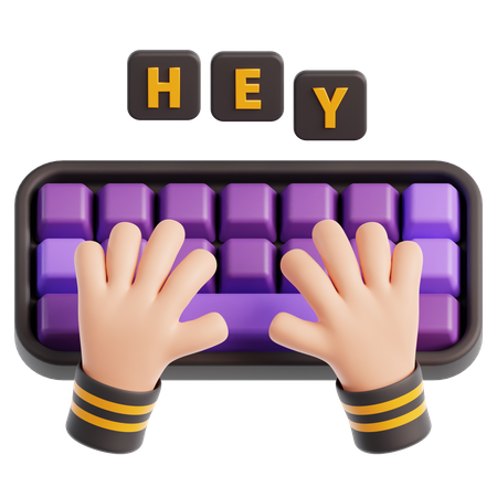 Hand Typing On Keyboard  3D Icon