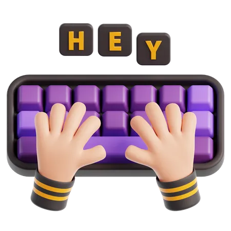 Hand Typing On Keyboard  3D Icon