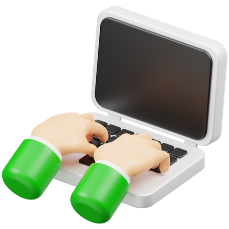 Hand Typing On Laptop  3D Icon