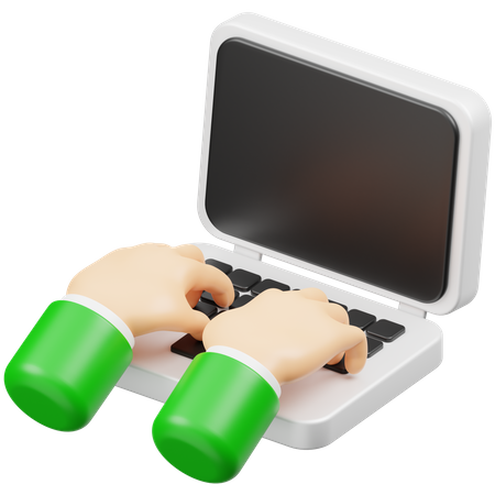 Hand Typing On Laptop 3D Icon