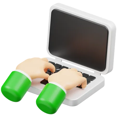 Hand Typing On Laptop 3D Icon