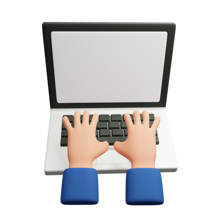 Hand Typing On Laptop  3D Icon
