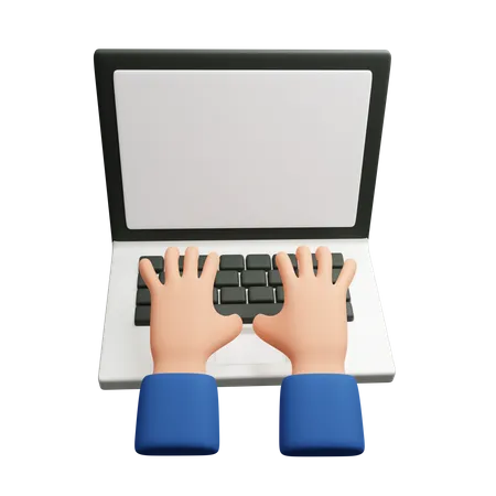 Hand Typing On Laptop  3D Icon