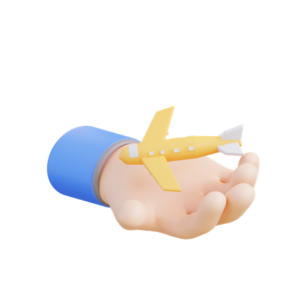 Hand und Flugzeug  3D Icon