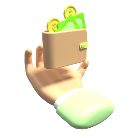 Hand und Brieftasche  3D Icon