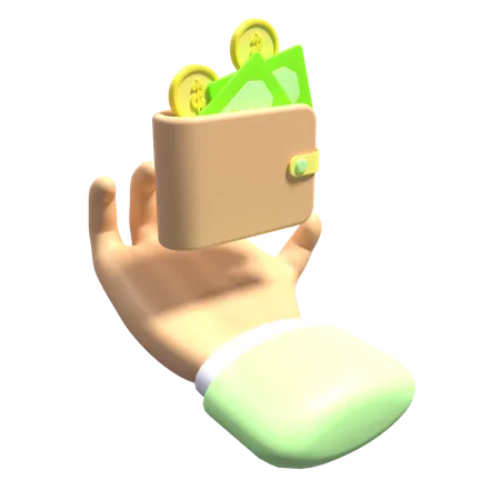 Hand und Brieftasche  3D Icon