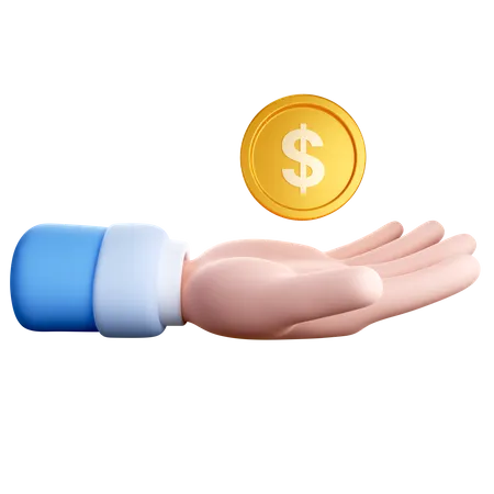 Hand und Münze mit Dollar  3D Icon