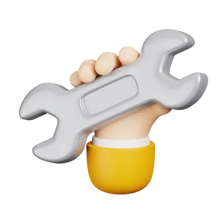 Hand und Schraubenschlüssel  3D Icon