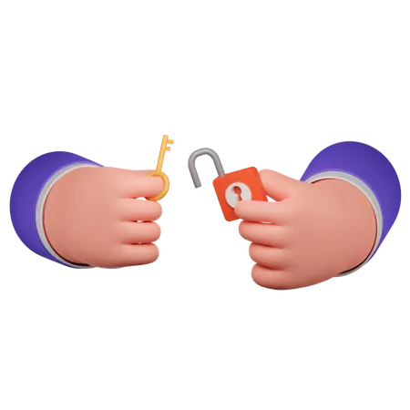 Hand Unlock  3D Icon