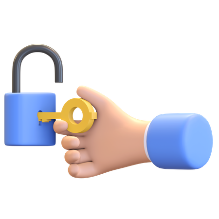 Hand unlocking padlock  3D Icon