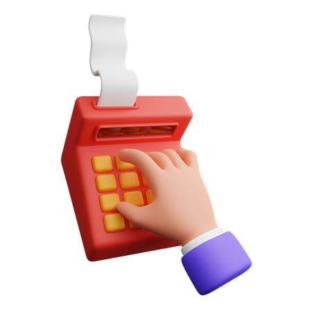 Hand using a cash register  3D Icon