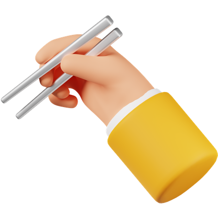 Hand Using Chopstick  3D Icon