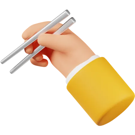 Hand Using Chopstick 3 D Icon 3D Icon