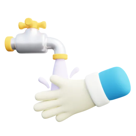 3 D Illustration Of Washing Hand With Flowing Water 3D Icon