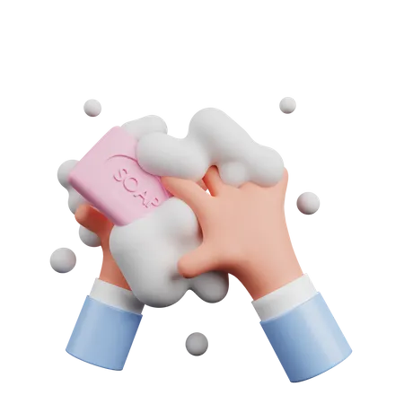 Hand Washing With Soap  3D Illustration