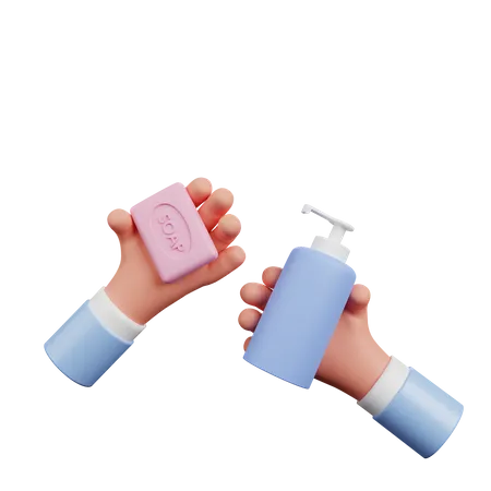 Hand Washing With Soap  3D Illustration