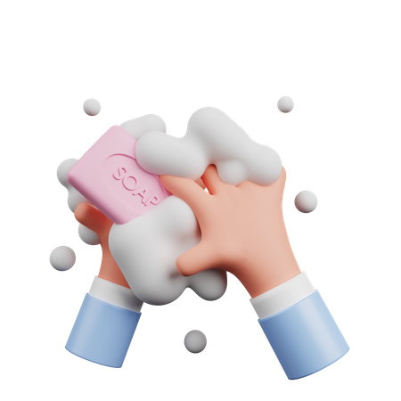 Hand Washing With Soap 3D Illustration
